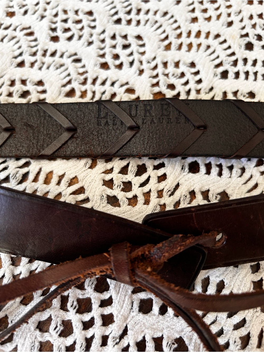 Vintage Ralph Lauren Dark Brown Braided Leather Waist Belt